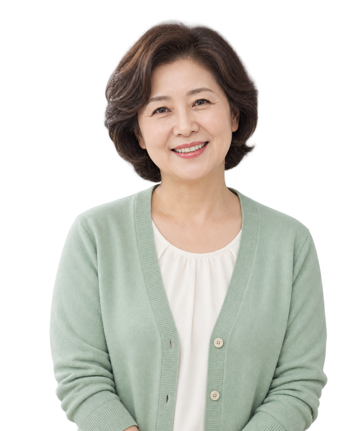 미소 짓는 중장년 여성, AI 생성 이미지